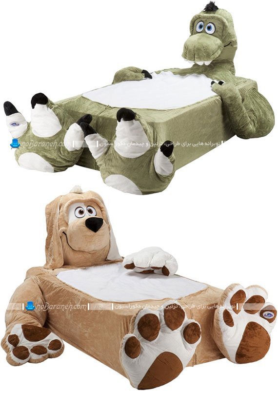سرویس خواب و تخت خواب های مخملی اتاق کودک با طرح و شکل حیوانات