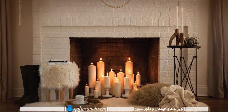 شومینه تزیینی | نوبرانهتزیین و نورپردازی زیبا و رمانتیک شومینه خانه با شمع ها