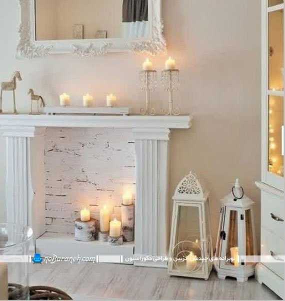 تزیین و نورپردازی زیبا و رمانتیک شومینه خانه با شمع ها | نوبرانهتزیینات ارزان برای شومینه منزل